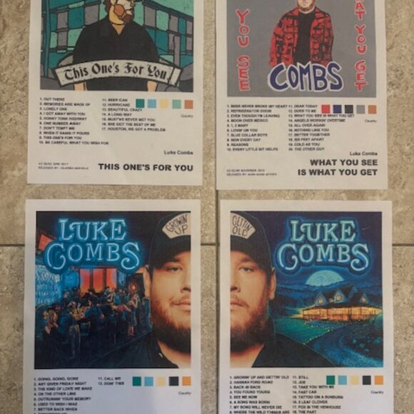 Luke Combs Poster Gettin' Old Poster Growin' Up Poster 4 Piece Set on Canvas - Picture 2 of 3